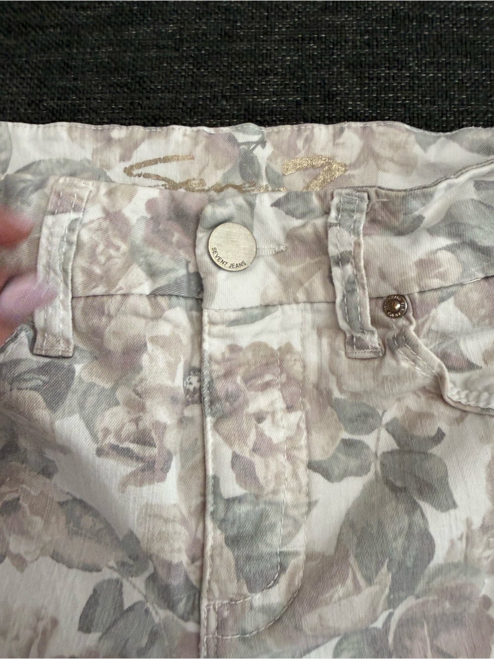Seven 7 90’s Y2K Floral Print Women's Denim Shorts - White Blush trending mid - Picture 4 of 12